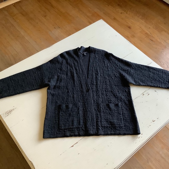 Eileen Fisher Organic Linen Cotton Loose fitting Cardigan sweater Medium - Picture 1 of 10